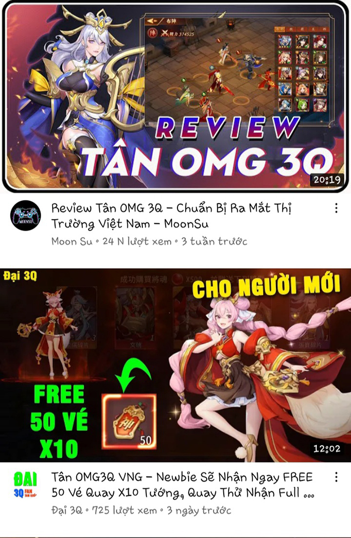 Hàng loạt Youtuber, Streamer đổ xô đi làm nội dung về game Tân OMG3Q VNG 5