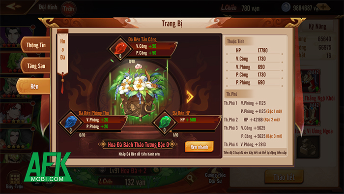 Võ tướng của người chơi Tân OMG3Q VNG đã có thể kích hoạt Thần Binh 0