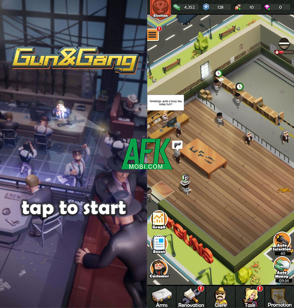 Gun&Gang game idle kết hợp mô phỏng quản lý băng nhóm mafia đầy hấp dẫn 0