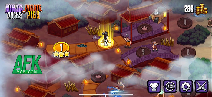 Nhập môn ninja ở thế giới loài vịt trong game hành động vui nhộn Ninja Ducks vs Pirate Pigs 3
