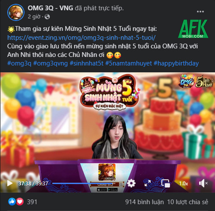 OMG 3Q VNG tung hàng loạt Giftcode cho game thủ khi giao lưu cùng Anh Nhi trên livestream mới nhất 2