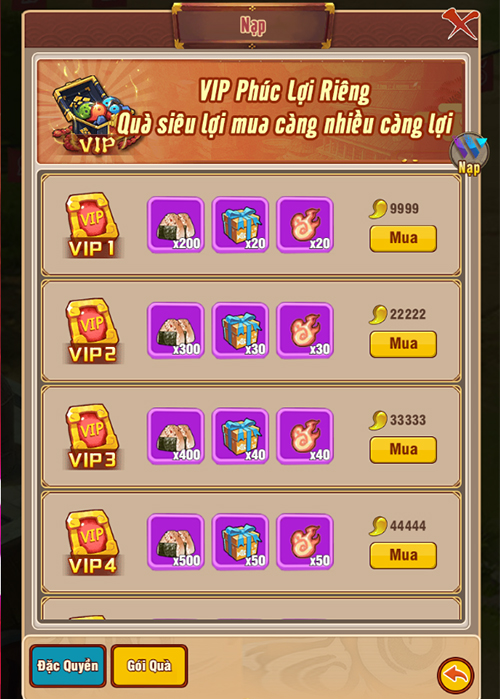 Giới thiệu cấp VIP và quyền lợi bậc VIP trong game Ninja Làng Lá: Truyền Kỳ 20