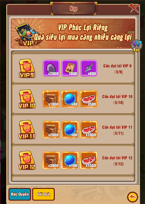 Giới thiệu cấp VIP và quyền lợi bậc VIP trong game Ninja Làng Lá: Truyền Kỳ 22