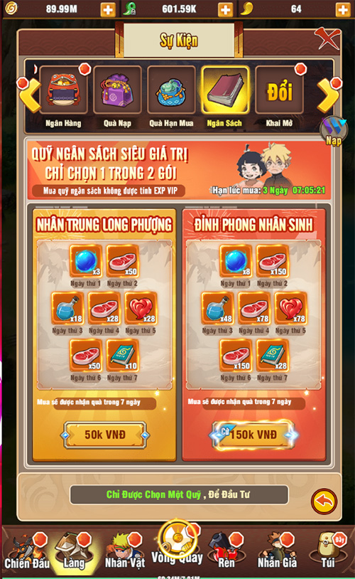 Điểm mặt các Gói Nạp siêu hời trong game Ninja Làng Lá: Truyền Kỳ 13