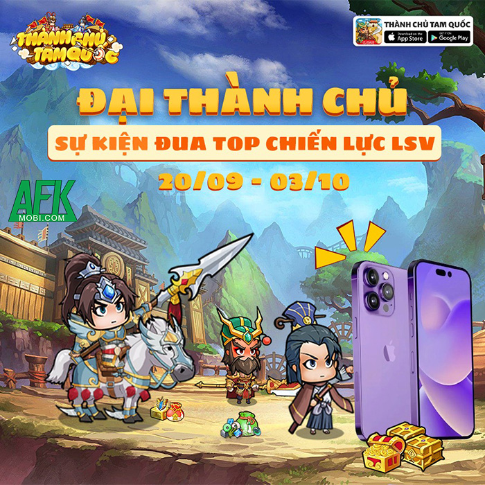 AFKMobi tặng 888 gift code game Thành Chủ Tam Quốc Mobile giá trị 2
