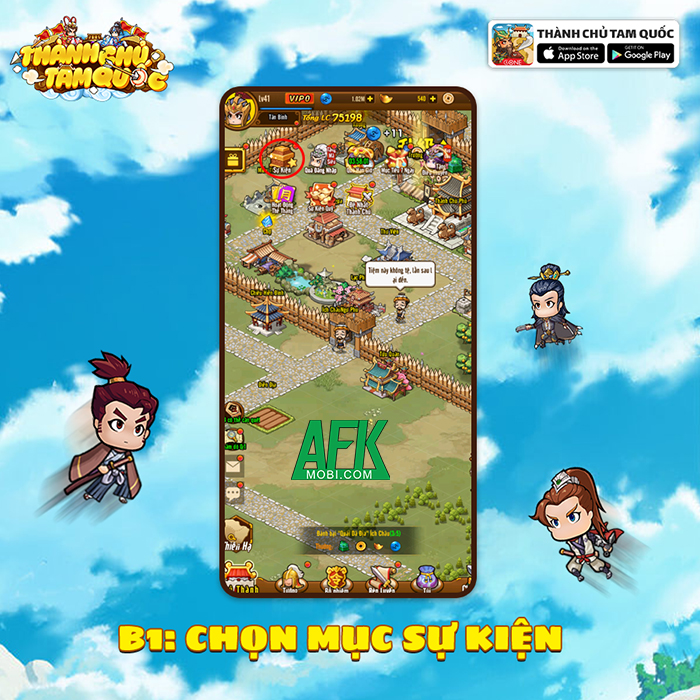 AFKMobi tặng 888 gift code game Thành Chủ Tam Quốc Mobile giá trị 1