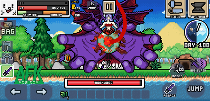 Cố gắng sống sót qua từng ngày trước sự tấn công của bọn quái vật trong Ultra Pixel Survive: RPG 4