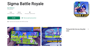 Xuất hiện nhiều tựa game giả mạo “núp bóng” Sigma Battle Royale trên Google Play
