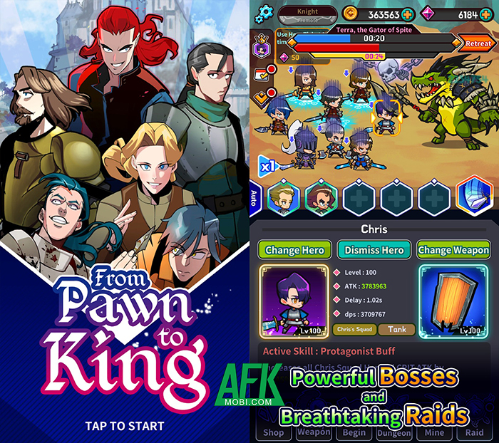 From Pawn to King game thuộc thể loại nhập vai chiến thuật với lối chơi nhàn rỗi Afkmobi-frompawntoking-1