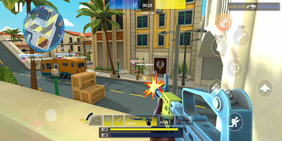 Muscle Gun game hành động FPS trực tuyến với đồ họa 3D tươi sáng và đầy màu sắc