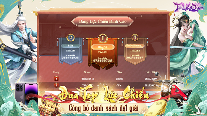 Tiên Lữ Kỳ Duyên tưng bừng trao giải cho game thủ xuất sắc trong sự kiện Đua Top Lực Chiến 0