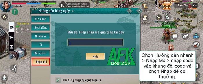 AFKMobi tặng nhiều gift code game Kiếm Hiệp Tình 2 Mobile giá trị 1