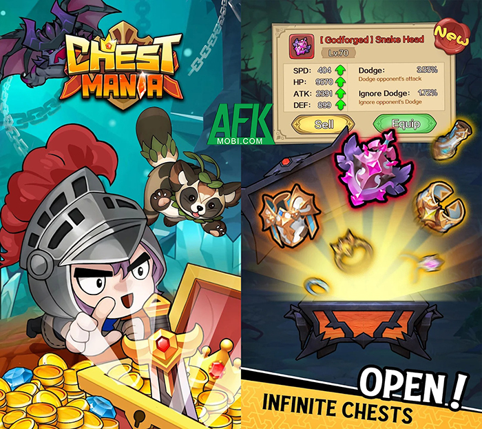 Chest Mania: Adventure RPG cho bạn nhập vai hiệp sĩ mở rương cứu thế giới 0