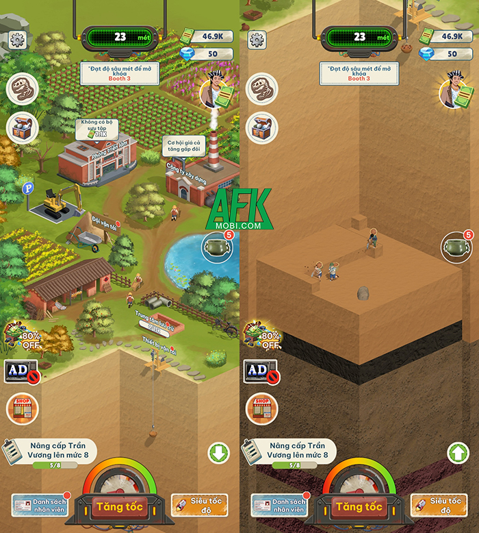 Đào Đất Mobile game casual mô phỏng cho phép bạn khai khoáng lòng đất tìm kiếm kho báu 0