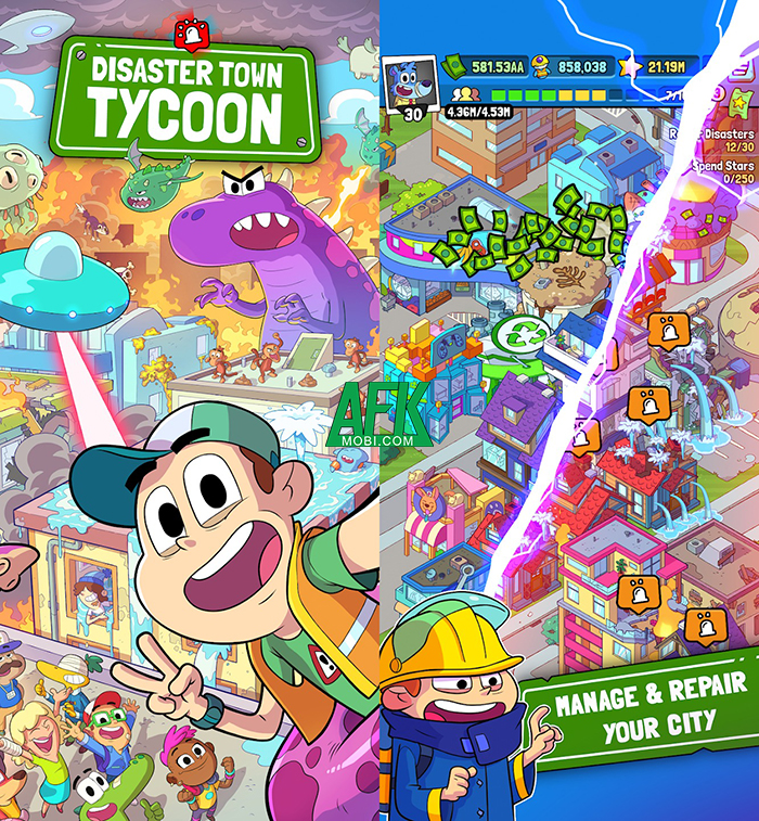Disaster Town Tycoon game mô phỏng đưa bạn quản lý thị trấn 