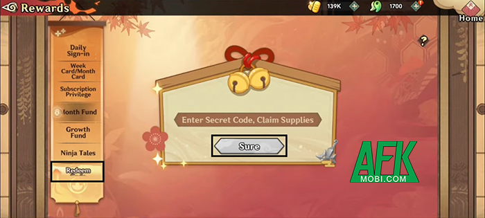 AFKMobi tặng nhiều gift code game Konoha Legend of the Ninja giá trị 1