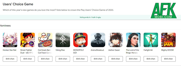 Game mobile nào sẽ đoạt giải Google Play Users' Choice Awards 2023? 2