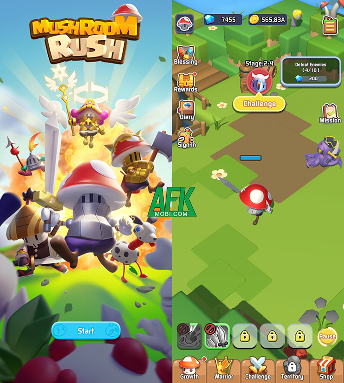 giải cứu thế giới trong Mushroom Rush: Idle RPG Afkmobi-mushroomrush-1