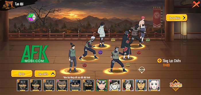 Ninja Awaken game đấu tướng chiến thuật chủ đề Naruto có đồ họa chuẩn nguyên tác