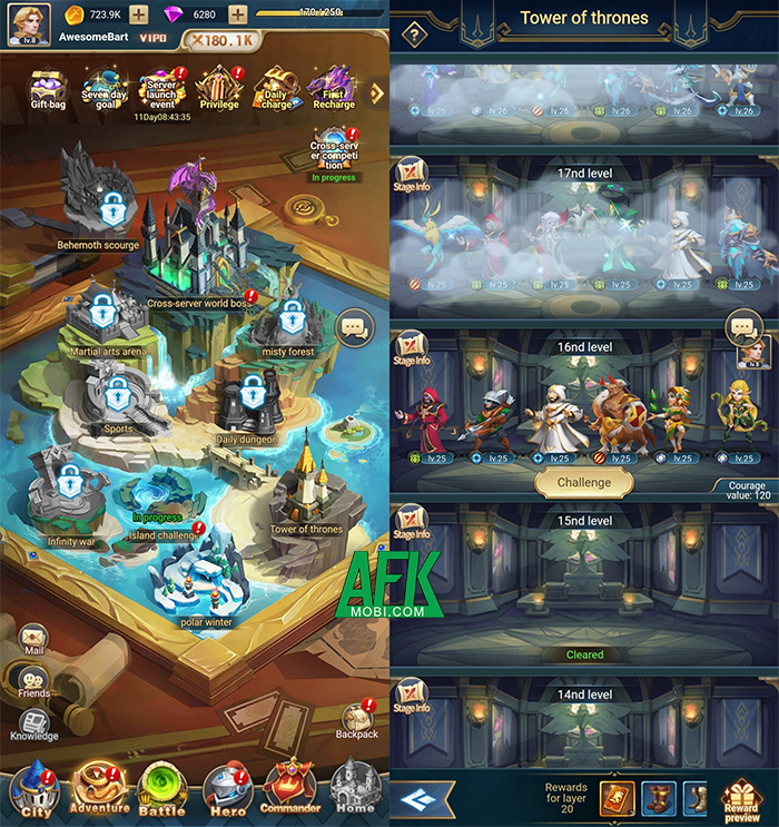 Game mobile Heroes of Awakened Magic có nhiều loại hoạt động cho bạn tham gia
