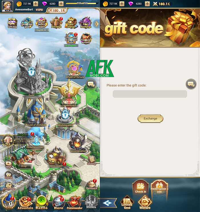 Cách nhập gift code game Heroes of Awakened Magic Mobile