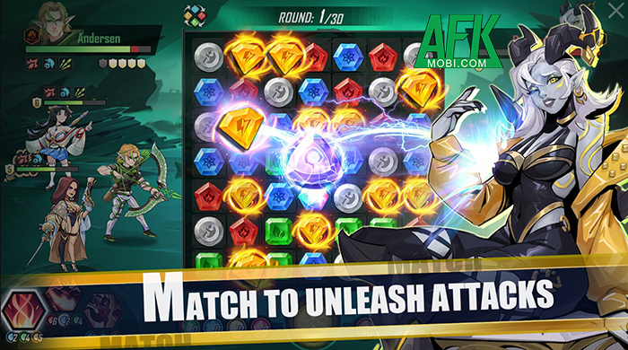 Battle and Puzzles: Match-3 RPG Mobile sở hữu gameplay xếp ngọc cực kỳ gây nghiện.