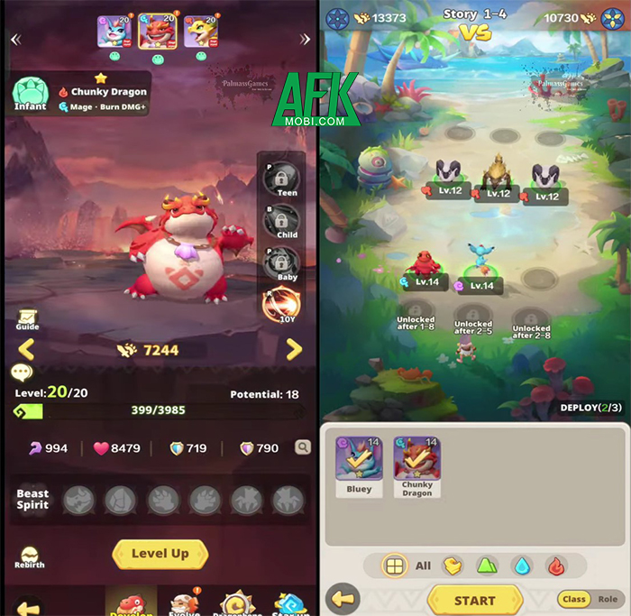 game Primon Legion để huấn luyện và tiến hóa đội hình Khủng Long Afkmobi_Primon_Legion_gameplay_anh_3