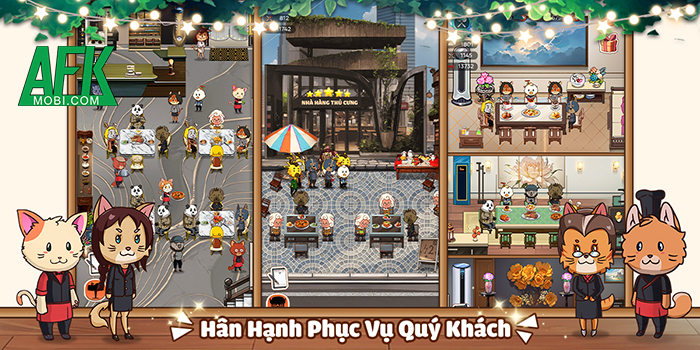 Cats Restaurant – Nhà Hàng Thú Cưng có gì hấp dẫn người chơi Afkmobi_nha_hang_thu_cung_anh_gameplay_1