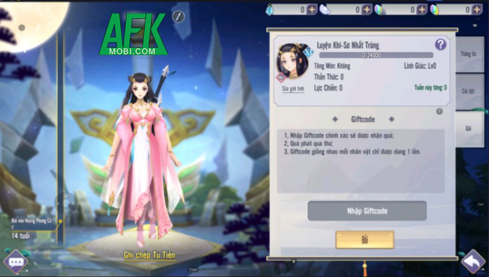 AFKMobi tặng nhiều gift code game Phàm Nhân Tu Tiên: Chính Bản giá trị 0