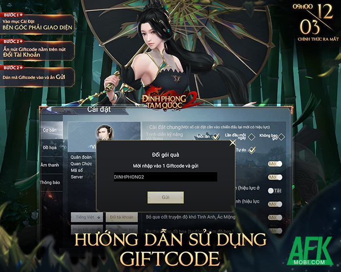 AFKMobi tặng nhiều gift code game Đỉnh Phong 2 - Tân Tam Quốc giá trị 0