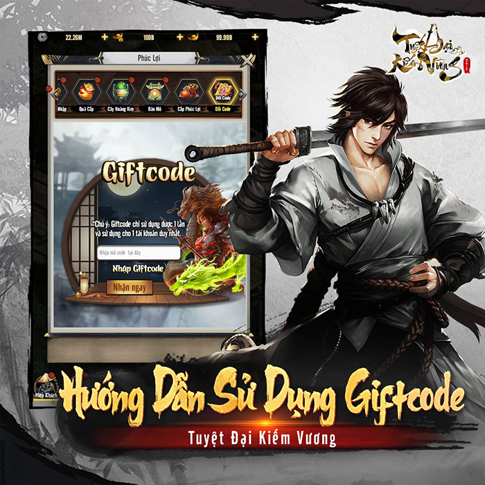Tổng hợp gift code game Tuyệt Đại Kiếm Vương mới nhất trong tháng 0