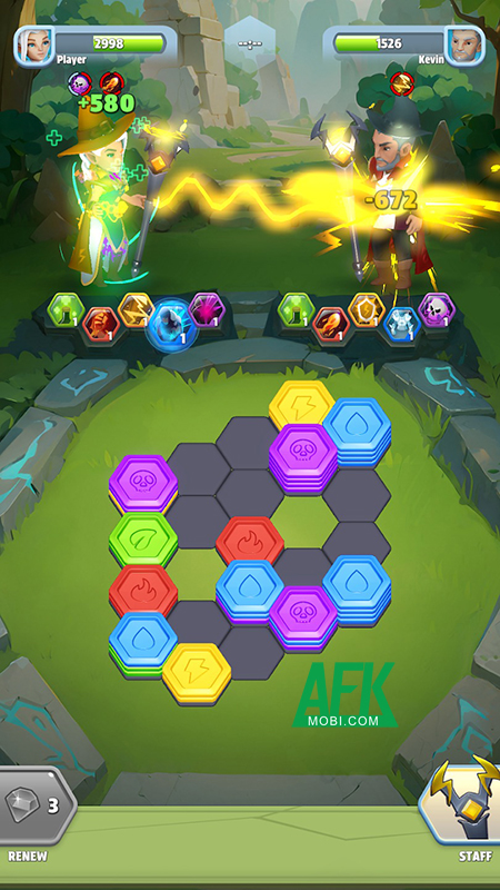 Các game thủ sẽ được chiến đấu với nhau bằng cách xếp các khối lục giác trong Hex Heroes 1