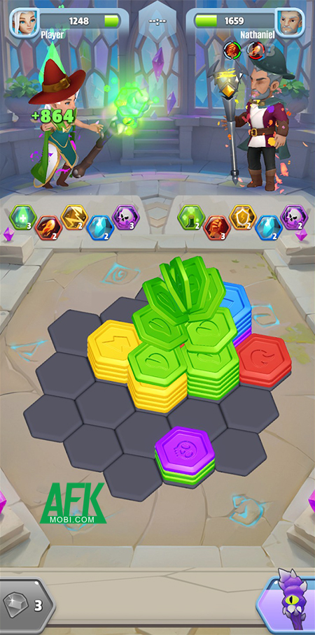 Các game thủ sẽ được chiến đấu với nhau bằng cách xếp các khối lục giác trong Hex Heroes 2