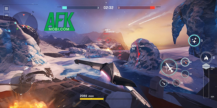 Điều khiển chiến cơ tham gia vào các trận không chiến trong Sky Combat 2: Air Combat PvP 2