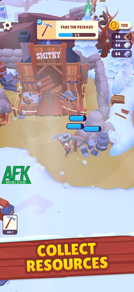 Hack Gold Rush: Frozen Adventures mod full vàng, bug tài nguyên vô hạn Afkmobi-goldrushfrozenadventures-3