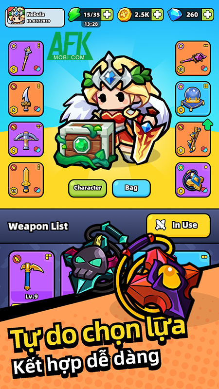 Sắp xếp balo để chống lại các đợt quái vật trong game Weapon Master: Backpack Battle 4