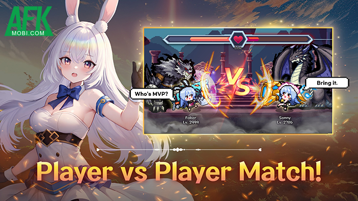 Cùng cô nàng thỏ chiến đấu với quái vật trong Bunny Legends: Pixel Idle Game 3