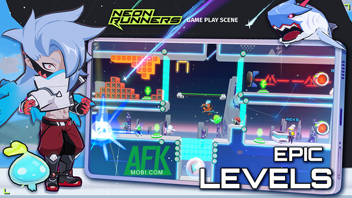 Neon Runners: Super Coins game chạy đua vượt chướng ngại vật platformer 2D 1