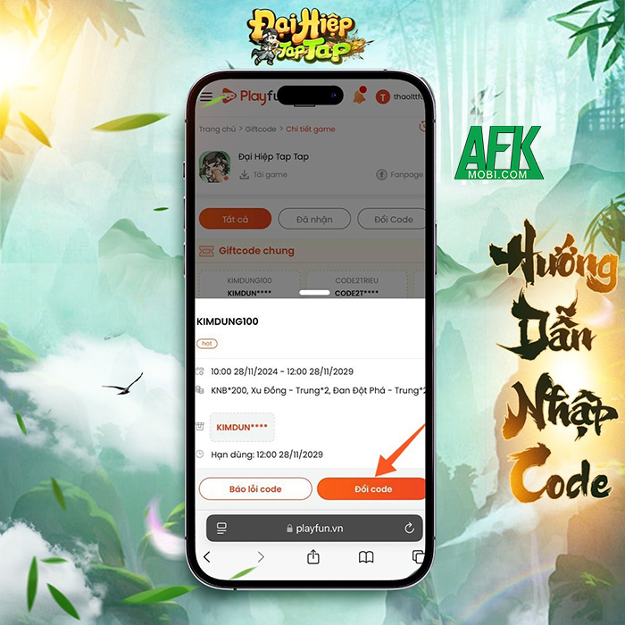 Tổng hợp gift code game Đại Hiệp Tap Tap mới nhất trong tháng 0