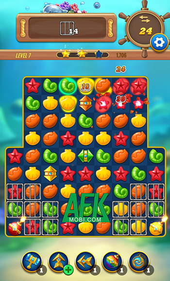 Ocean Blast Party game giải đố match-3 lấy chủ đề về thế giới đại dương kỳ diệu 3