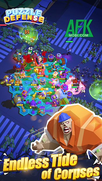 Phòng thủ zombie bằng cách sắp xếp các khối lục giác trong Puzzle Defense 0