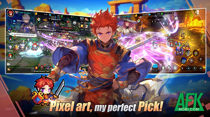 Mời bạn vào Pixel Heroic Legend - Idle Party phiêu lưu cùng đội hình anh hùng pixel cực chất 1