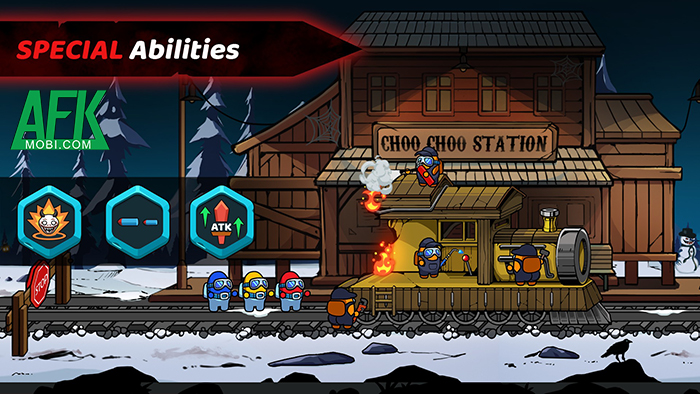 Monsters Survivor: Shoot & Run kết hợp giữa chủ đề Among Us với Garten of Banban 3