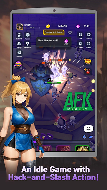 Phát triển hiệp sĩ chibi của mình một cách vô tận tại game nhàn rỗi Arcane Knight: Idle RPG 1