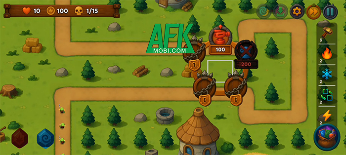 Bảo vệ Giếng Mặt Trăng trước quân đoàn kẻ thù trong game Falcon Eclipse: Tower Defense 1