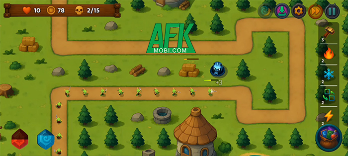 Bảo vệ Giếng Mặt Trăng trước quân đoàn kẻ thù trong game Falcon Eclipse: Tower Defense 2