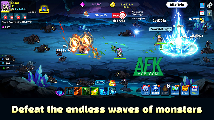 Idle Trio mời game thủ phát triển bộ tam anh hùng của mình một cách nhàn rỗi 0