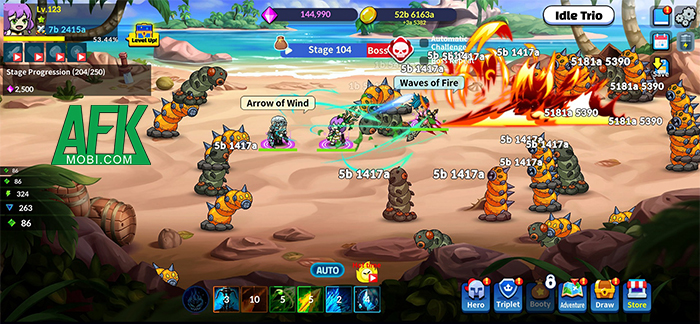 Idle Trio mời game thủ phát triển bộ tam anh hùng của mình một cách nhàn rỗi 3