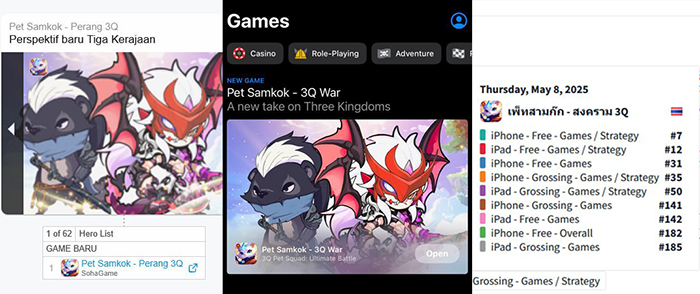Pet Samkok thống trị Store Đông Nam Á: Game thủ Thái Lan than “Việt Nam quá mạnh”! 0