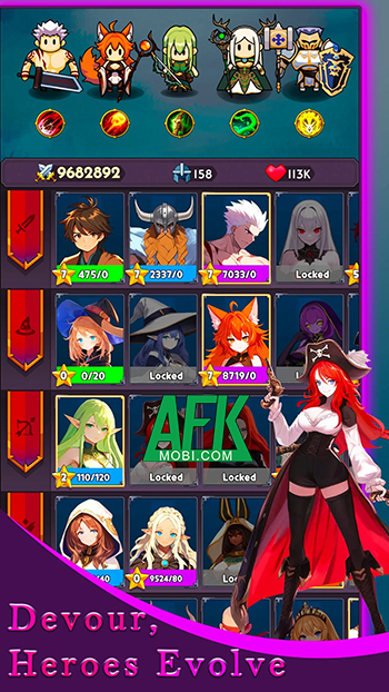 Vào game Sword & Magic: Idle TD rèn trang bị cho các anh hùng sử dụng phòng thủ 1